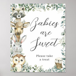 Greenery Woodland Animals Baby är Sweet Treat Poster