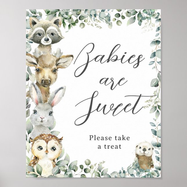 Greenery Woodland Animals Baby är Sweet Treat Poster (Framsidan)