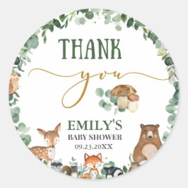 Greenery Woodland Animals Baby Shower Birthday Runt Klistermärke