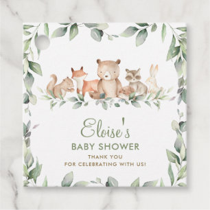 Greenery Woodland Animals Baby Shower Tack Gåvor Etiketter