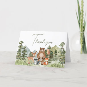 Greenery Woodland Animals Baby Shower Tack Kort