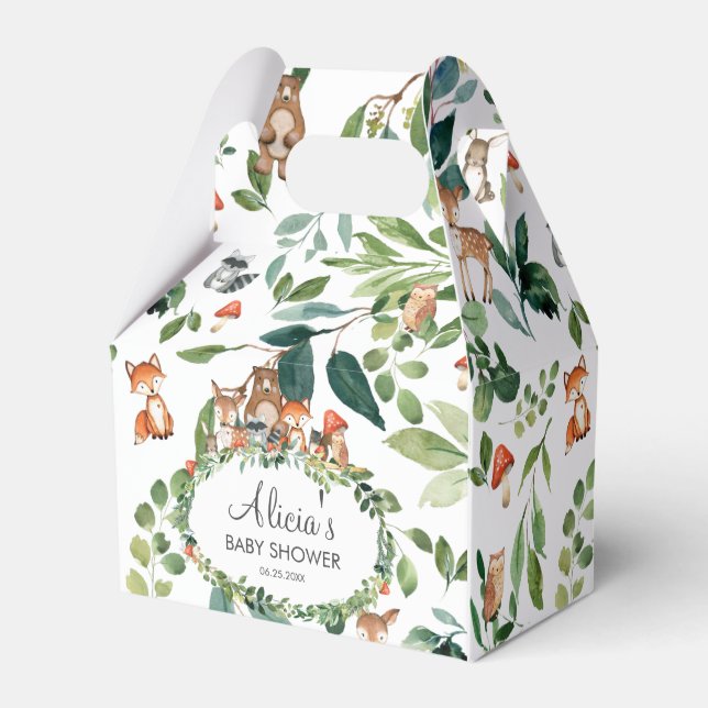 Greenery Woodland Animals Baby Shower Tack Presentaskar (Framsidan Sidan)