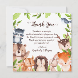 Greenery Woodland Animals Baby Shower Unisex Tack Kort