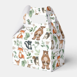 Greenery Woodland Animals Bear Hjort Fox Birthday Presentaskar