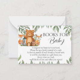 Greenery Woodland Animals Bokar för Baby Anteckningskort