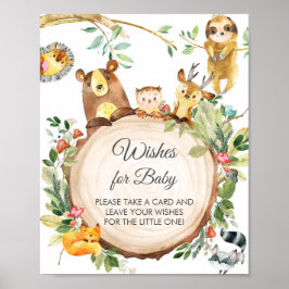 Greenery Woodland Animals Önskemål för Baby Sign Poster