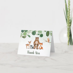 Greenery Woodland Baby Shower Tack för ditt kort