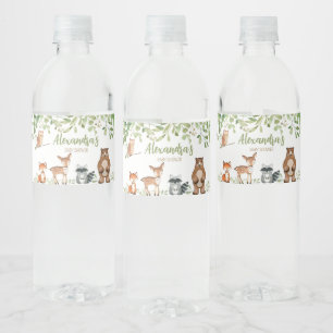 Greenery Woodland Baby Shower Vattenflaskor Etikett