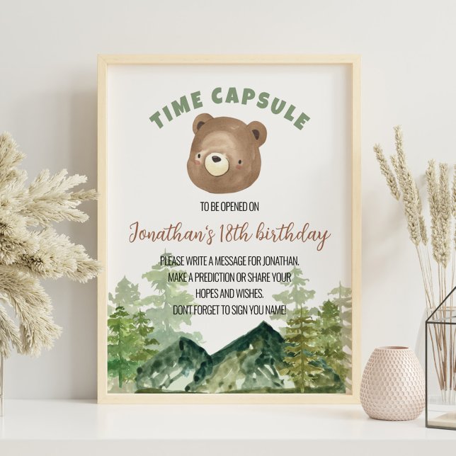 Greenery Woodland Bear Time Capsule Poster (Skapare uppladdad)