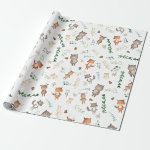 Greenery Woodland Forest Animals Baby Birthday Presentpapper