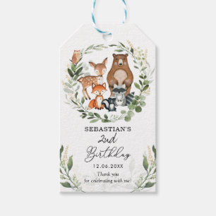 Greenery Woodland Forest Animals Birthday Favors Presentetikett