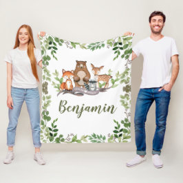 Greenery Woodland Forest Animals Boy Nursery Fleecefilt