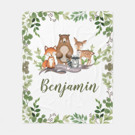 Greenery Woodland Forest Animals Boy Nursery Fleecefilt