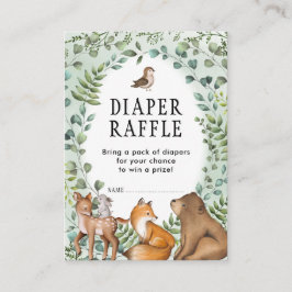 Greenery Woodland Forest Animals Diaper Raffle Tilläggskort