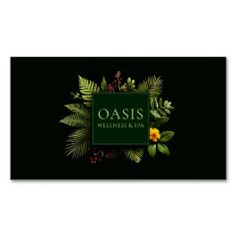 Greenery Yellow Flower Red Berry Black Botanical Magnetiska Visitkort