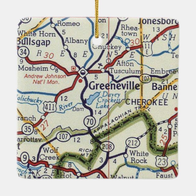 Greeneville TN Julgransprydnad Keramik (Baksida)