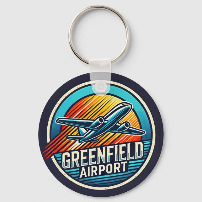 Greenfield Airport Plastic Round Keychain Nyckelring (Framsida)