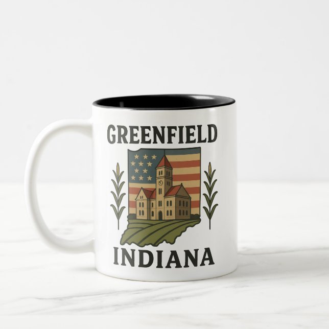 Greenfield Indiana Domstol Patriotic Mugg (Vänster)