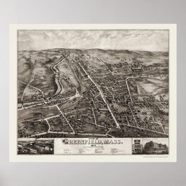 Greenfield, MORSA Panoramic Karta - 1877 Poster (Framsidan)