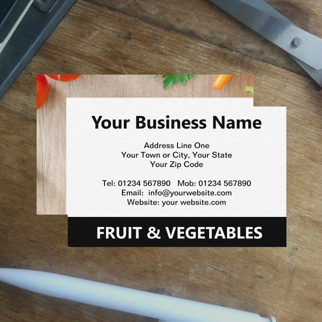 Greengrocer Frukt & Vegetables QR Code Business Ca Visitkort (Skapare uppladdad)
