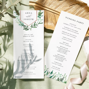 Greenhouse Botaniska Bröllop Ceremony Program