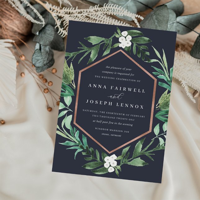 Greenhouse Ram | Botaniska Bröllop i vattenfärg Inbjudningar (Skapare uppladdad)