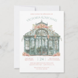 Greenhouse Venue Bröllop Watercolor Inbjudningar