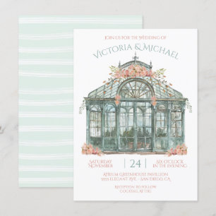 Greenhouse Venue Bröllop Watercolor Inbjudningar