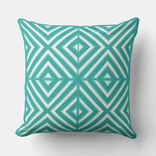 Greenish Blue och Alabaster Diamond X Dekorativ ku Kudde (Framsida)