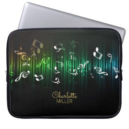 Greenish Musik noter och eget namn Laptop Fodral