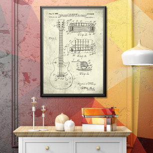 Greenish Old Guitar Patent Poster