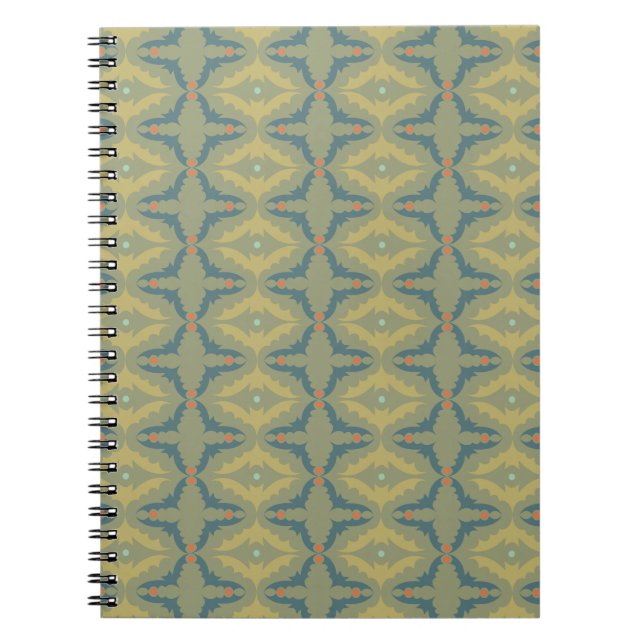 Greenish Retro Vintage Pattern Anteckningsbok (Framsidan)