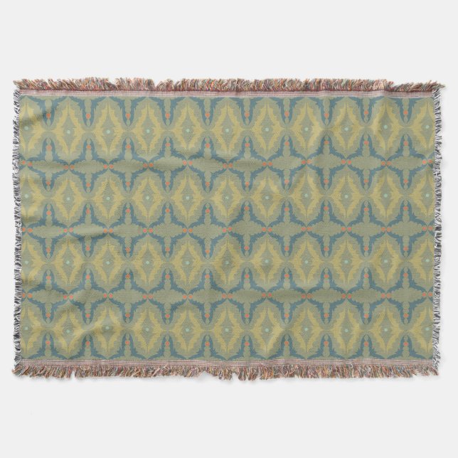 Greenish Retro Vintage Pattern Filt (Framsidan)