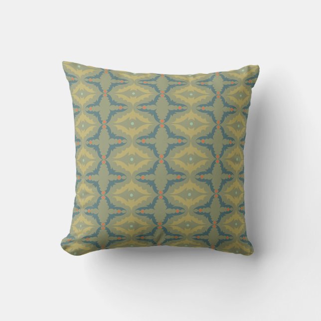 Greenish Retro Vintage Pattern Kudde (Framsida)