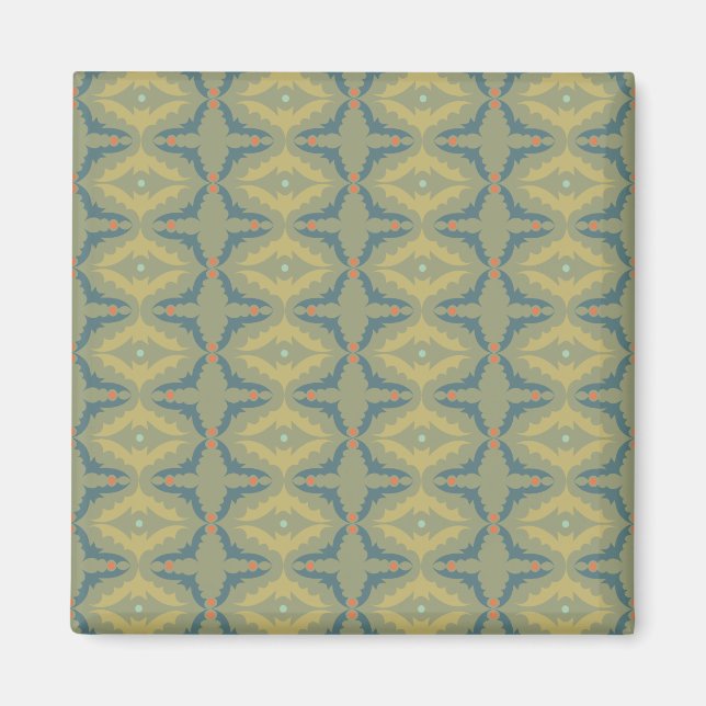 Greenish Retro Vintage Pattern Magnet (Framsidan)