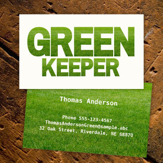 Greenkeeper in Grönt and White Visitkort