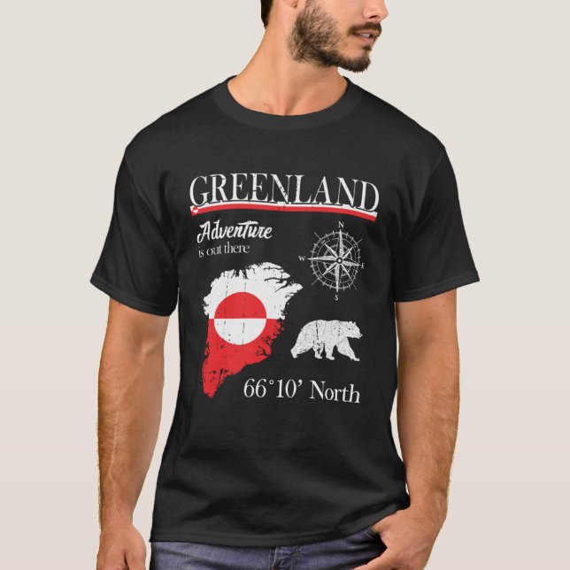 Greenland  Adventure Is Out There  Greenland Flag T Shirt (Framsida)