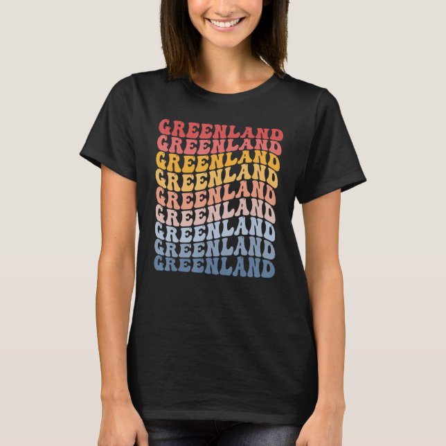 Greenland Groovy Retro Greenlander T Shirt (Framsida)