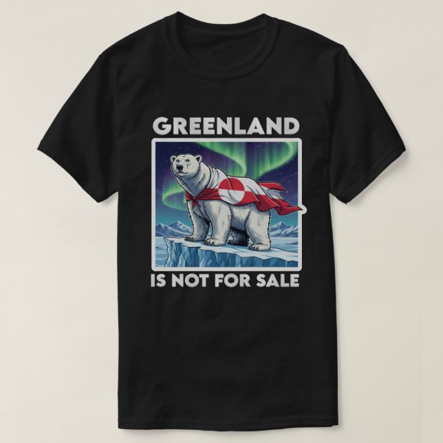 Greenland Is Not For Sale Polar Bear Aurora T Shirt (Design framsida)