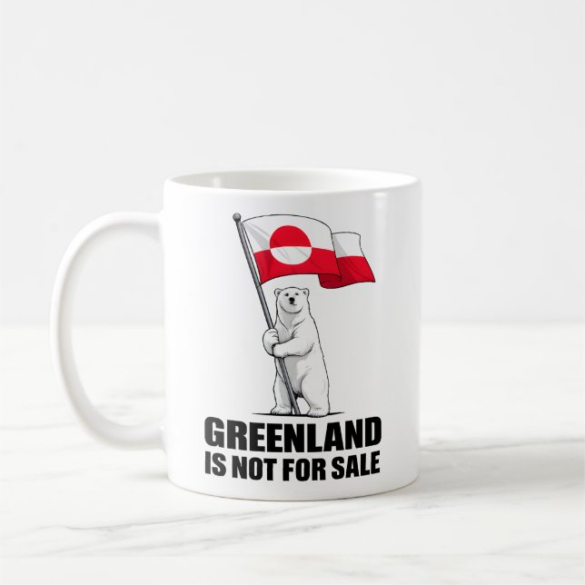 Greenland Is Not for Sale Polar Bear With Flag Kaffemugg (Vänster)