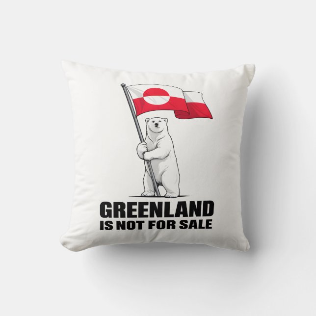 Greenland Is Not for Sale Polar Bear With Flag Kudde (Framsida)