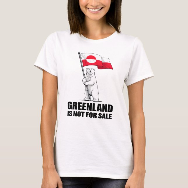 Greenland Is Not for Sale Polar Bear With Flag T Shirt (Framsida)