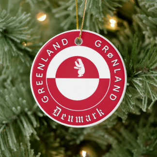 Greenland Ornament, Bear, travel, Greenland Flag Julgransprydnad Keramik