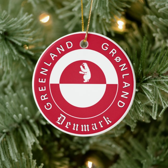 Greenland Ornament, Bear, travel, Greenland Flag Julgransprydnad Keramik (Träd)