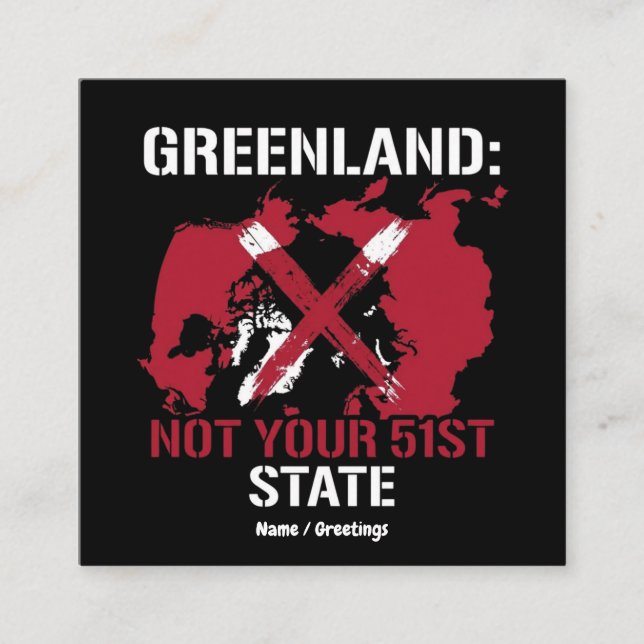 Greenland Sovereignty Not Your 51st State Arctic  Fyrkantigt Visitkort (Framsida)