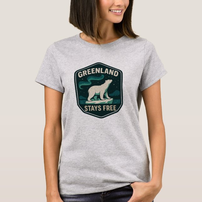 GREENLAND STAYS FREE Badge T Shirt (Framsida)