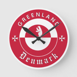 Greenland Wall Clock, Bear, Greenland Flag Rund Klocka