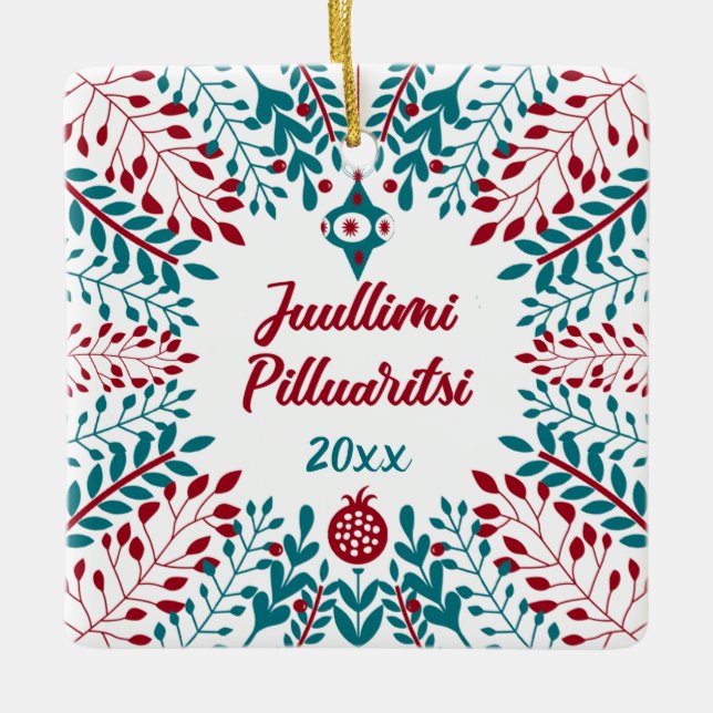 Greenlandic, Juullimi Pilluaritsi Merry Christmas Julgransprydnad Keramik (Framsida)