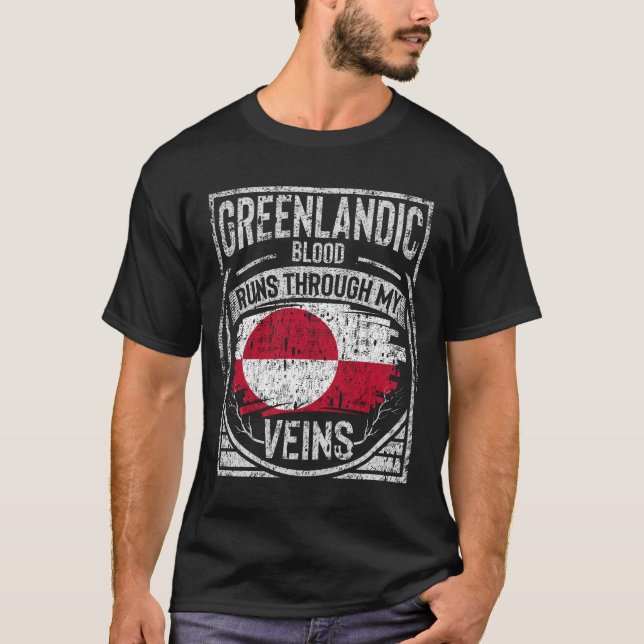 Greenlandisk Blood Springa genom mina Veins T Shirt (Framsida)