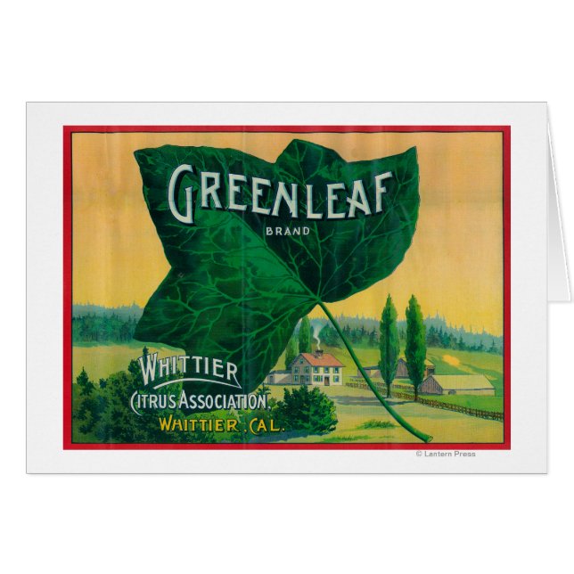 Greenleaf Lemon LabelWhittier, CA Hälsningskort (Framsidan Horizontal)